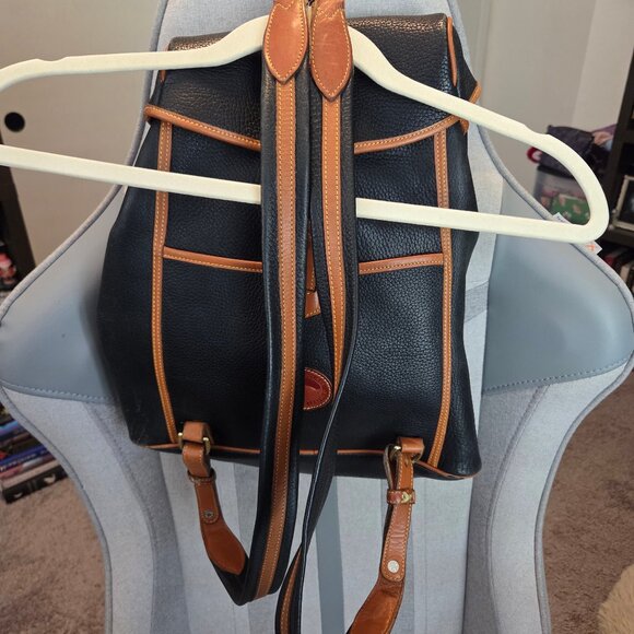 Vintage Dooney & Bourke All Weather Leather Backpack Black Tan No Fob Large - Picture 2 of 16